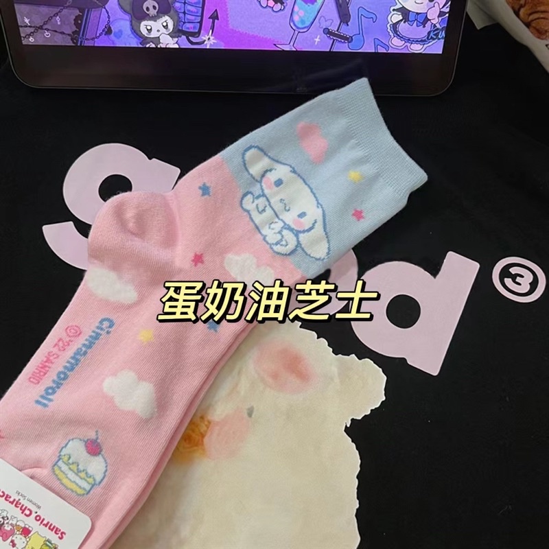 Tất vớ chân hoạt hình Sanrio Kuromi Melody Cinnamoroll Kitty Pompurin