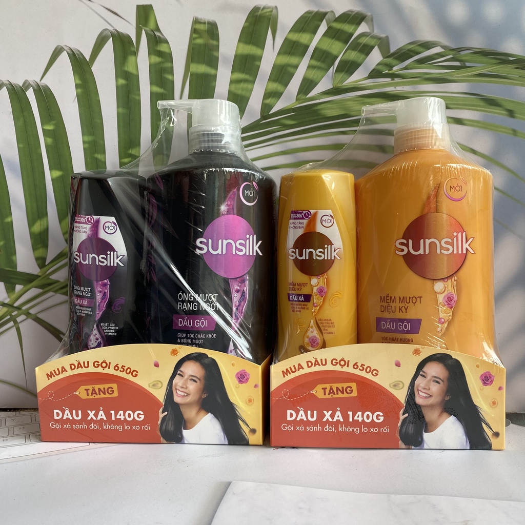 Dầu gội đầu Sunsilk 650gr 🔥 MUA 1TẶNG 1🔥 TẶNG XẢ 140GR ÓNG MƯỢT RẠNG NGỜI