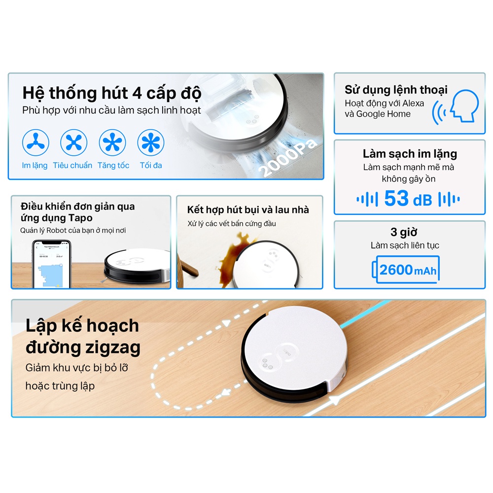 [Hỏa Tốc] Robot Hút Bụi Và Lau Nhà TP-Link Tapo RV10 / RV10 Plus