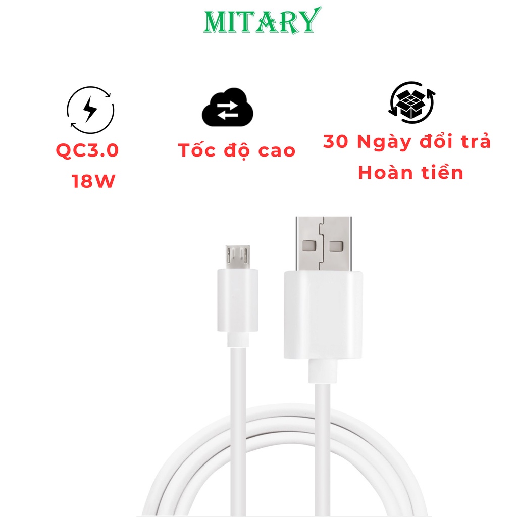 Cáp Sạc Nhanh Micro USB Qc3.0 18W dài 100cm/200cm truyền dữ liệu tốc độ cao chất liệu nhựa PVC