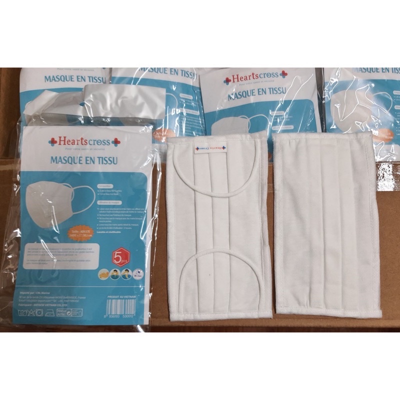 Thùng 500 chiếc khẩu trang vải xuất Pháp heartcross