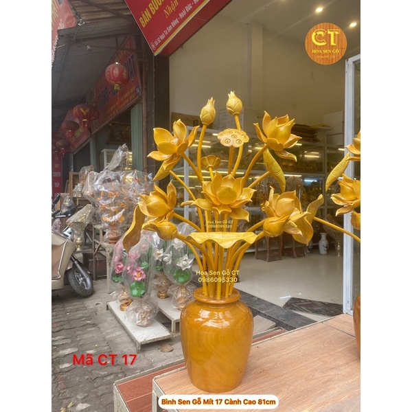 Bình Sen Gỗ Mít 17 Bông 🌺