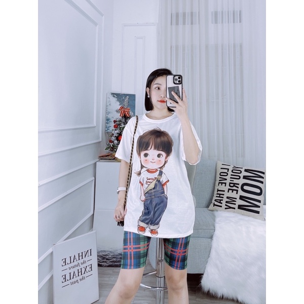 Áo phông nữ from to dấu quần chất cotton co giãn 4 chiều