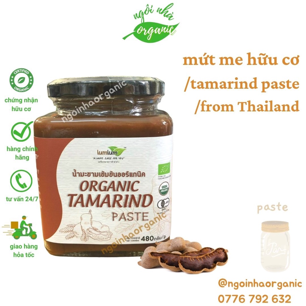 [Thái Lan] Mứt me hữu cơ Lumlum 480g - chính hãng - pha nước me - nấu ăn - Organic Tamarind Paste