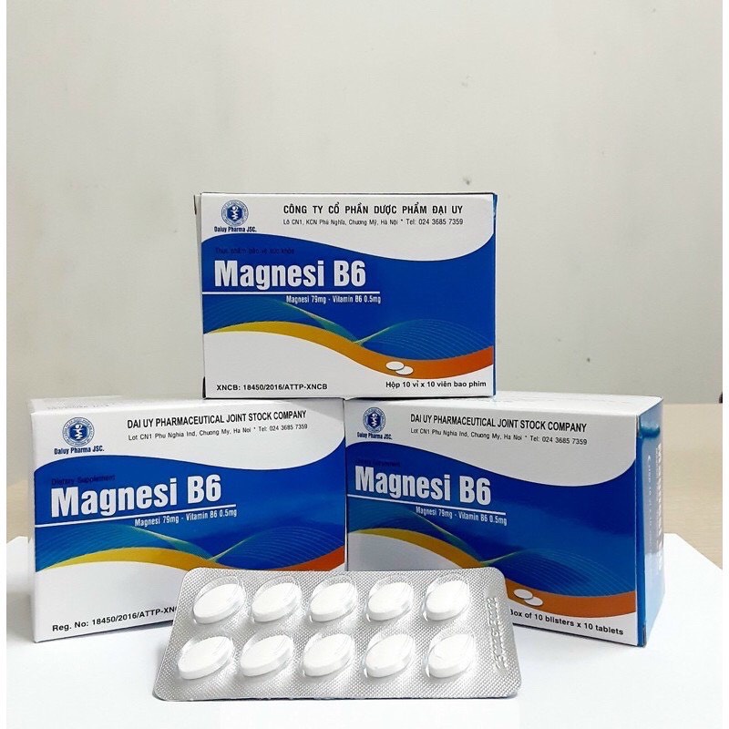 Vitamin Magnesi B6 - Bổ sung Magie và Vitamin B6 giảm chuột rút, mất ngủ, suy nhược cơ thể (hộp 100 viên) |Hian