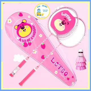 Vợt cầu lông gấu lotso, mickey cao cấp tặng kèm 3 cầu - vợt cầu lông cao cấp