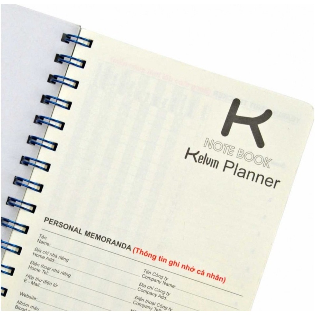 Sổ kế hoạch KLong lò xo kép Planner A5 200 trang 72,4/M2; MS: 945