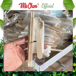 100 set đũa - thìa gỗ- giấy - tăm dùng 1 lần bao giấy - hàng loại 1, không xước