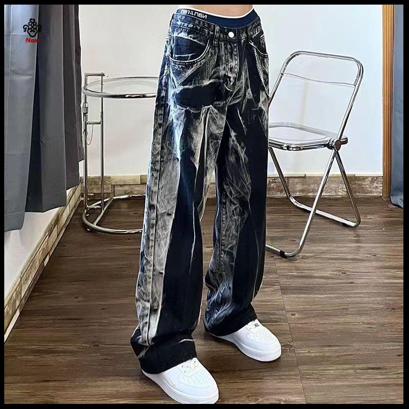 Chất lượng cao Qu N jean nam R Ch G I KUBINSI Hip-Hop Thời Trang Đường Phố cao Cấp Màu Nhuộm Có Thể Giặt Được Cho nam Và Nữ#Giày Thể Thao 39; s & Phụ Nữ & Phụ Nữ 39; s#Quần Dài Dáng Suông Rộng Phong Cách Retro Mỹ 39 s 39 s