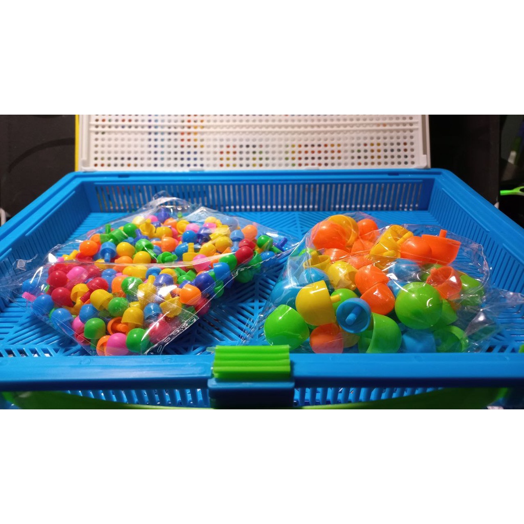 03028 Đồ Chơi Lắp Ghép Giáo Dục, Bộ Xếp Hình Nút Nấm Nhiều Màu Sắc, Bảng Gắn Hạt Size 28cm