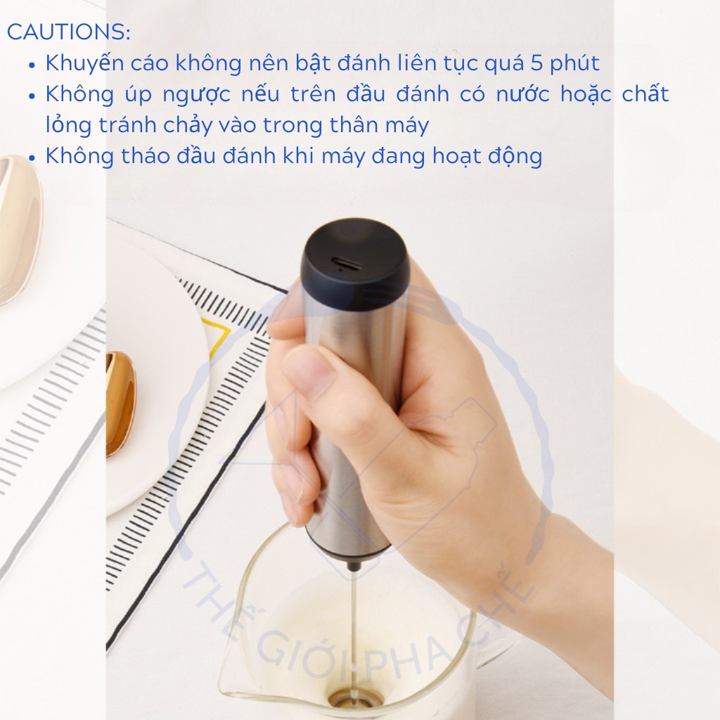 Máy tạo bọt cà phê thân inox có giá đỡ