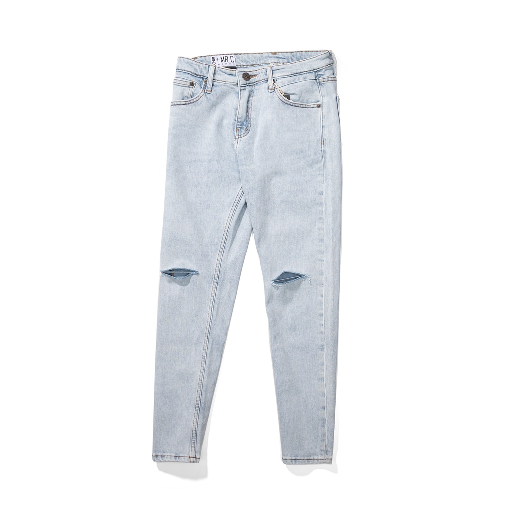 Quần jean dài nam cao cấp xanh denim MRC chất cotton cao cấp, form ôm vừa vặn, tôn dáng, trẻ trung - MENFIT