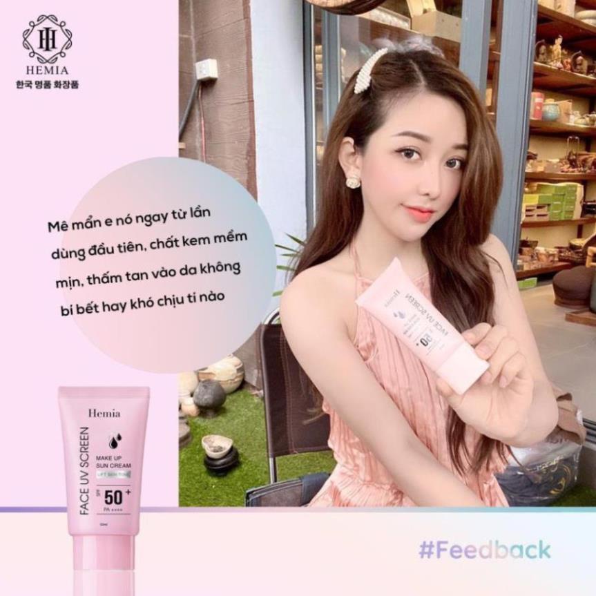 Kem Chống Nắng HEMIA Nhập Khẩu Hàn Quốc Dưỡng Trắng Make up Bảo Vệ Da Chống Lão Hoá - Da Dầu, Da mụn, Da khô