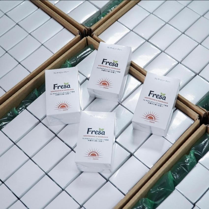 Viên uống trắng da và chống nắng nội sinh FRESA  WHITENING & SUNBLOCK  hộp 90 viên Nhật bản mẫu mới 2023