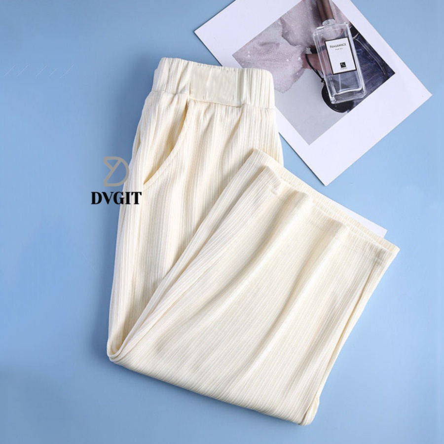 Quần Ống Rộng Nữ DVGIT Dáng Lửng Chất Liệu Thun Tăm Màu Be Mát Mịn Phù Hợp Đi Chơi Dạo Phồ Thời Trang Hàn Quốc | BigBuy360 - bigbuy360.vn