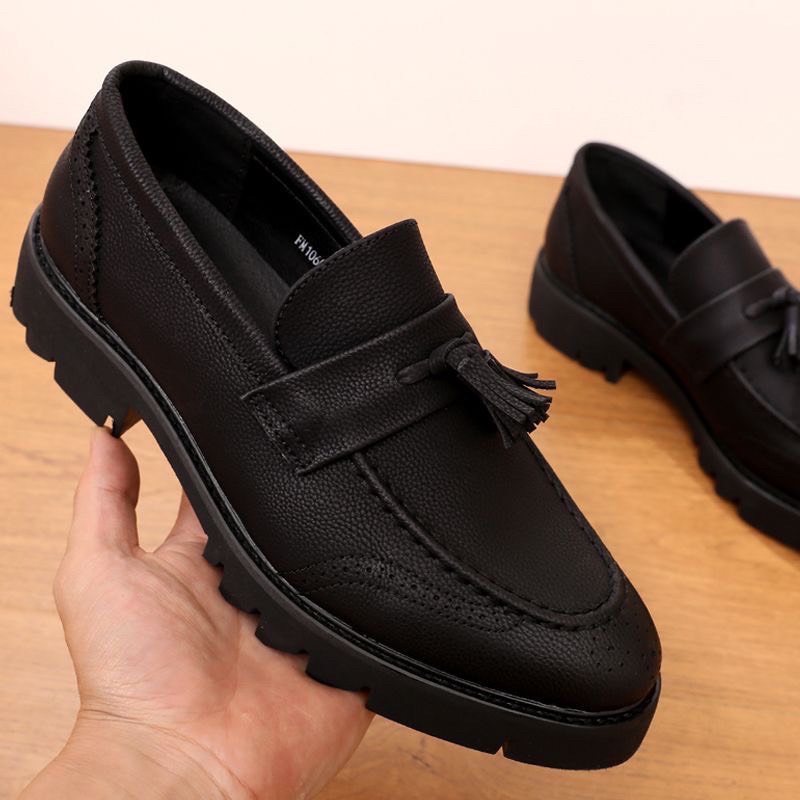 Giày lười nam, giày lười nam da bò, giày công sở nam đai chuông tăng chiều cao 6CM