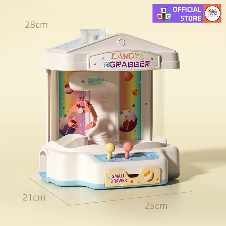 Máy Gắp Thú Bông Mini Cối Xoay Gió Dành Cho Bé Có Nhạc Và Đèn Kèm Xu Đếm Thời Gian, Có Sẵn Nhiều Thú Bông Cho Trẻ Em