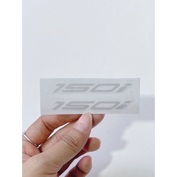 Cặp 2 tem số 150i bạc & đỏ phản quang trong suốt size 7x1.5cm có sẵn keo dán trang trí xe máy