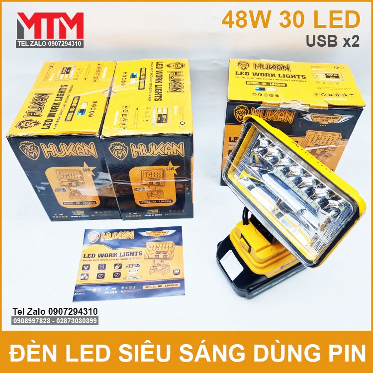 Đèn khẩn cấp led siêu sáng dùng pin Makita M21 VF phổ thông 18V 21V 48W Hukan