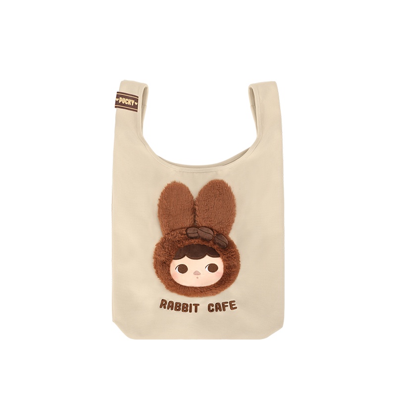 POP MART PUCKY Rabbit Cafe Series - Shoulder Bag Túi Xách Đeo Vai In Hình Chú Thỏ Ngộ Nghĩnh Đáng Yêu