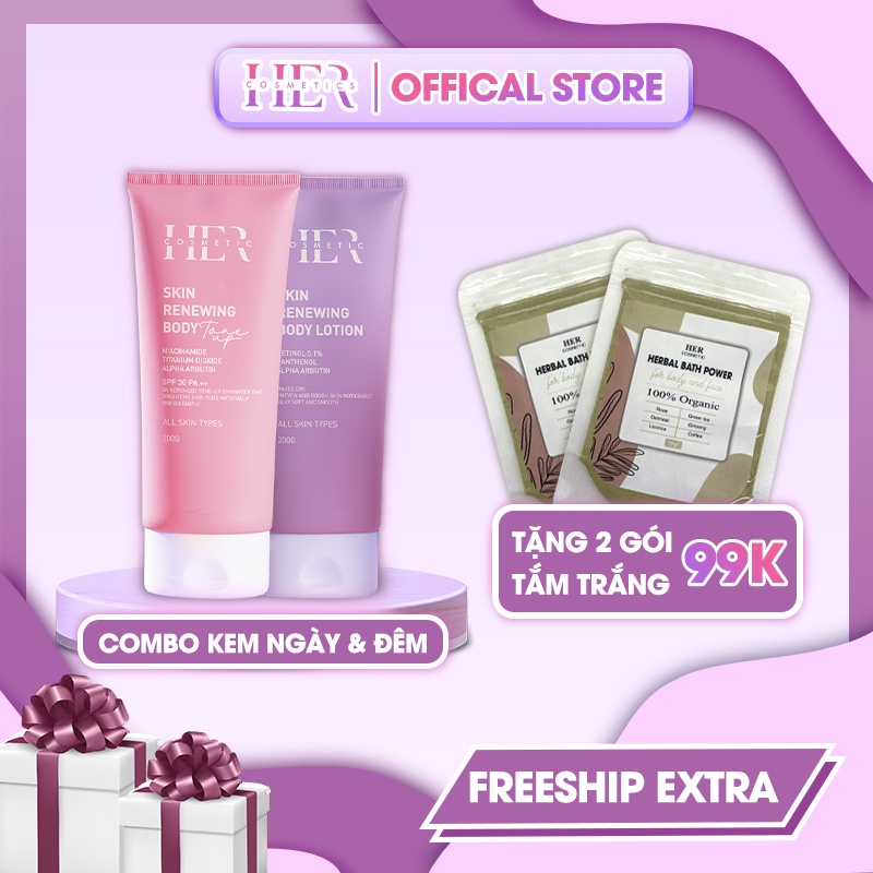 Combo Kem Skin Renewing Body Lotion & Tone Up Dạng Tuýp 200gr