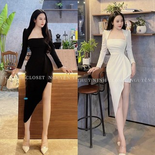 Đầm váy nữ dự tiệc xẻ tà cao phối bèo [Có Mút] siêu sang chảnh dành cho các nàng yêu đi chơi, đi tiệc, thời trang nữ