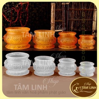 Lư hương - bát hương hoa sen lưu ly vàng 9 cm - 11 cm - 13 cm _ 18cm