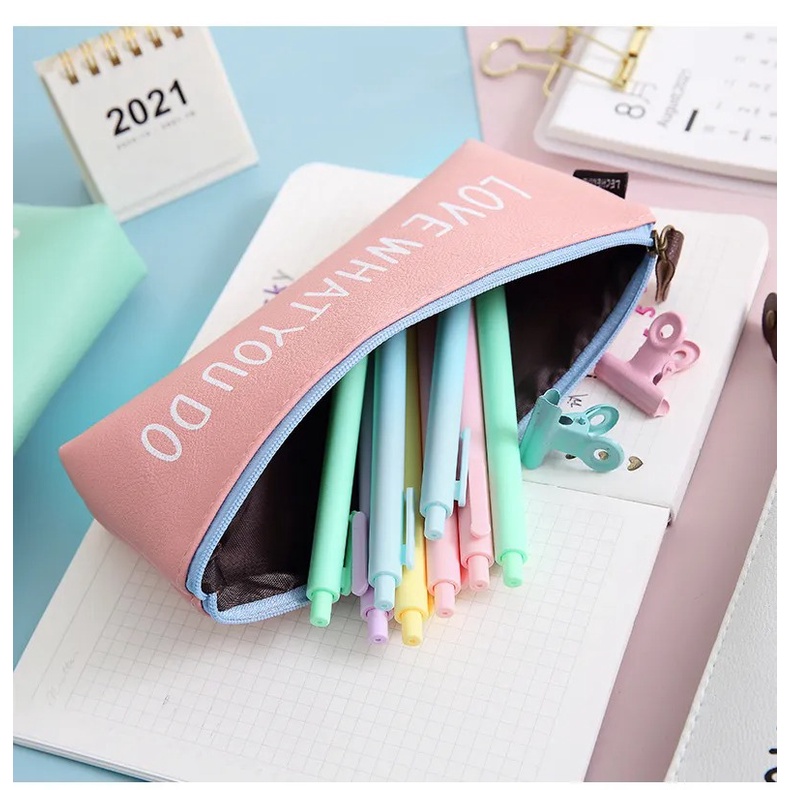 Túi đựng bút bằng DA PU hình tam giác thiết kế nhỏ nhắn màu sắc tươi tắn - NK