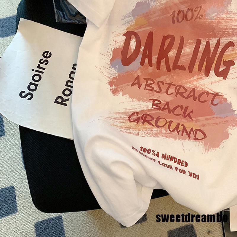 Áo Thun Tay Ngắn Cổ Tròn Dáng Rộng In Hình Thời Trang Mùa Hè Cho Nữ