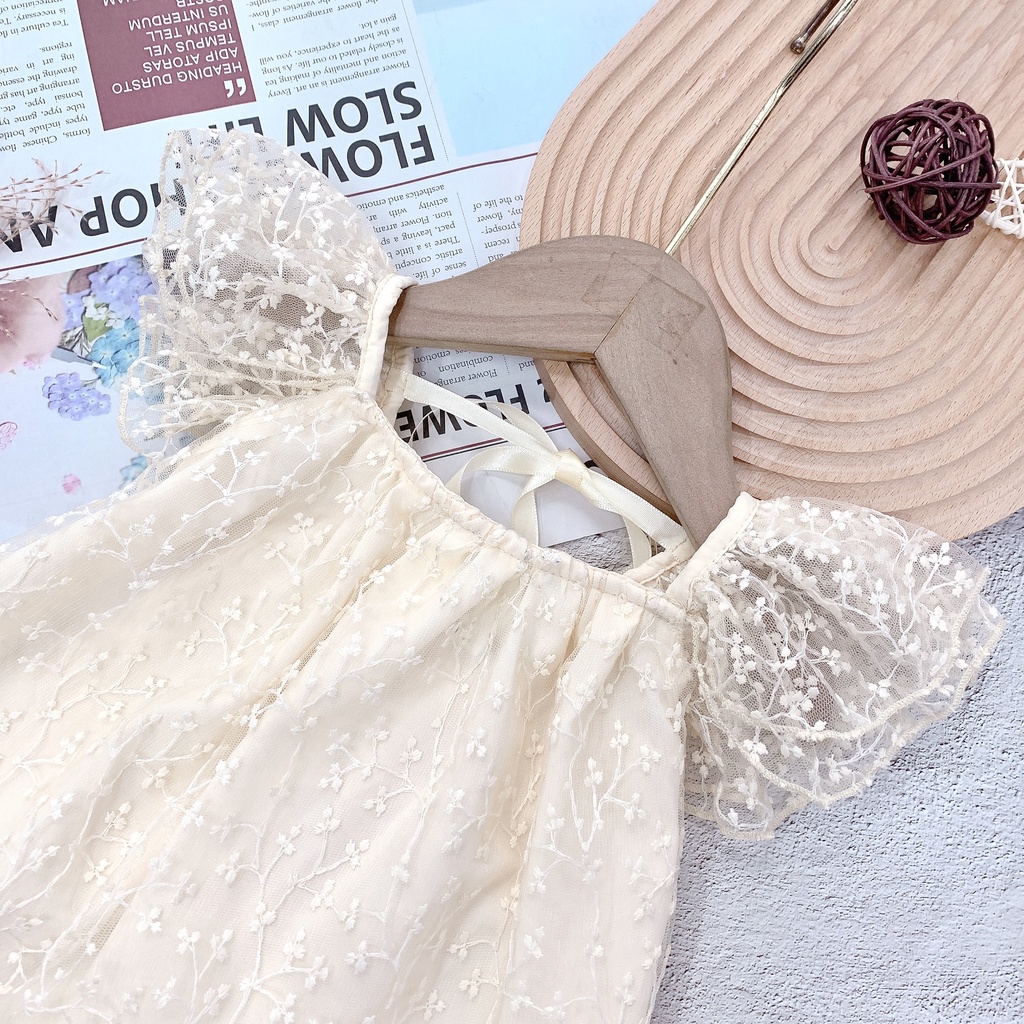 Váy cánh tiên bé gái POPPY KIDS vải ren mềm họa tiết hoa hàng quảng châu cân nặng  BG004