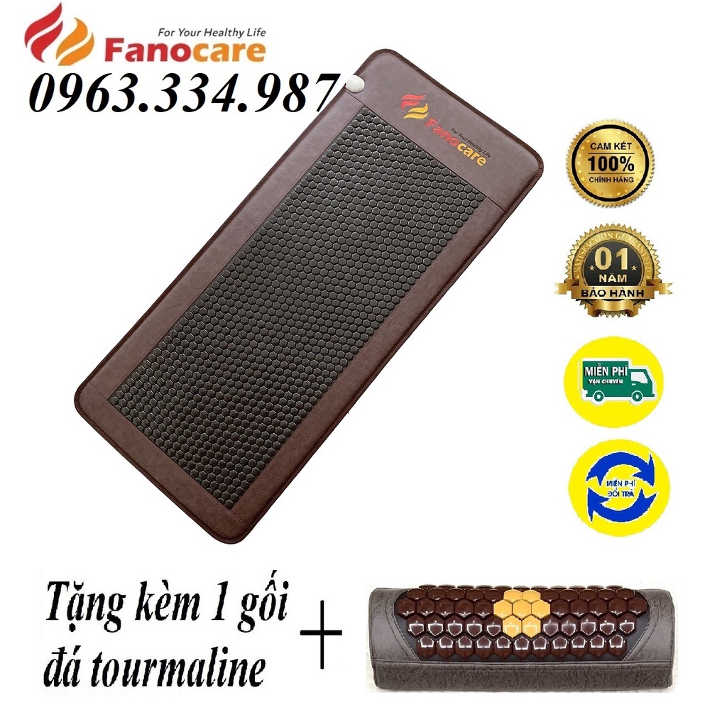 Thảm/Nệm đá nhiệt nóng Fanocare KT 70x160x3.5cm C2500D lục giác đen (Tặng quà)
