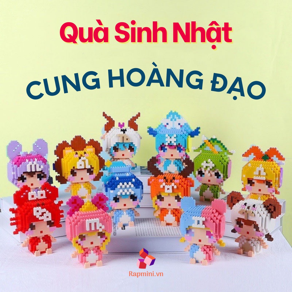 Logo Xếp Hình 12 Cung Hoàng Đạo Mô Hình Chibi Mini 3D12 Chòm Sao Zodiac Làm Quà Tặng Sinh Nhật Bạn Gái Học Sinh