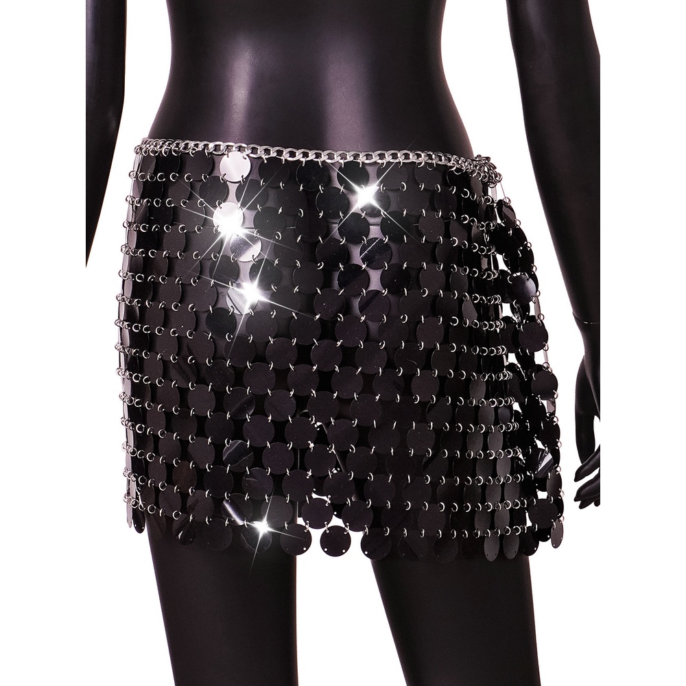 Chân Váy Khiêu Vũ Khoét Rỗng Đính Kim Sa Lấp Lánh Phong Cách Bohemian Sáng Bóng Dành Cho