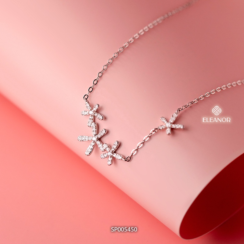 Dây chuyền nữ bạc 925 Eleanor Accessories mặt hình hoa đính đá sang trọng phụ kiện trang sức thanh lịch 5450