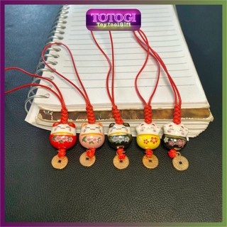 Dây đeo mèo gốm Maneki Neko mini