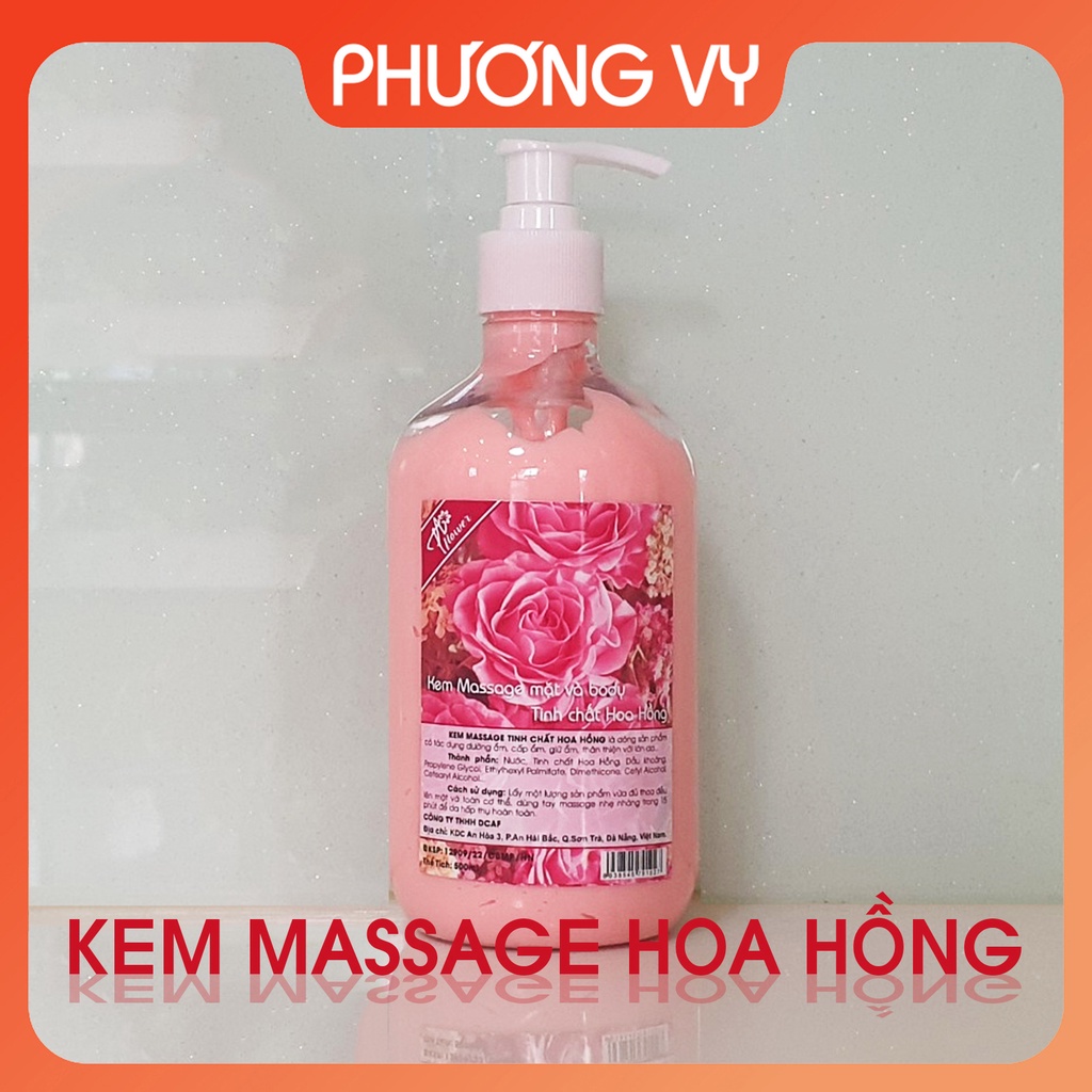 500ml KEM MASSAGE CÁC LOẠI HOA HỒNG, HOA CÚC, SỮA, TRÀ XANH, LÔ HỘI, BẠC HÀ.