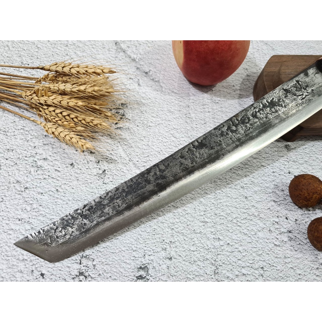 Dao bếp phúc sen, dao thái sashimi, mặt dập chìm hoa văn vân đá, cán gỗ cẩm chỉ -TOPCOMSHOP hàng chính hãng-N53