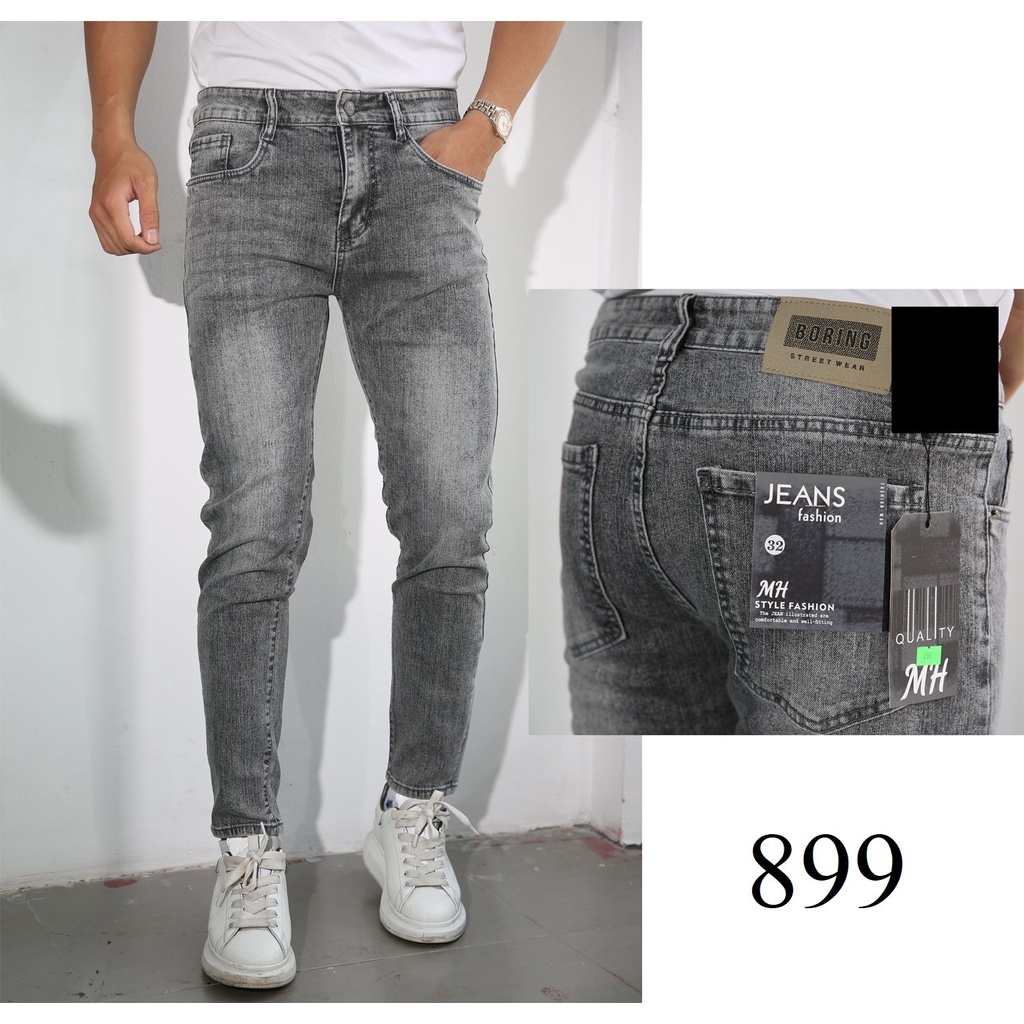 Quần Jean Nam Xám Trắng Chất Vải Co Giãn PIDOHOME - Mã 899 - TABI SHOP