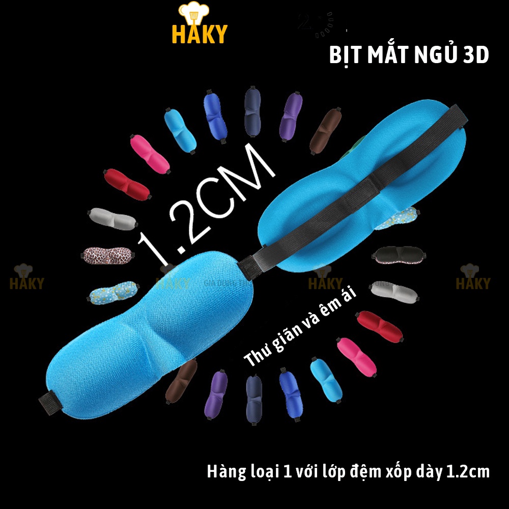Bịt mắt ngủ 3D thoáng khí, mềm mại, thư giãn mắt, chống chói mắt khi ngủ trưa văn phòng, trên ô tô, du lịch HAKY030