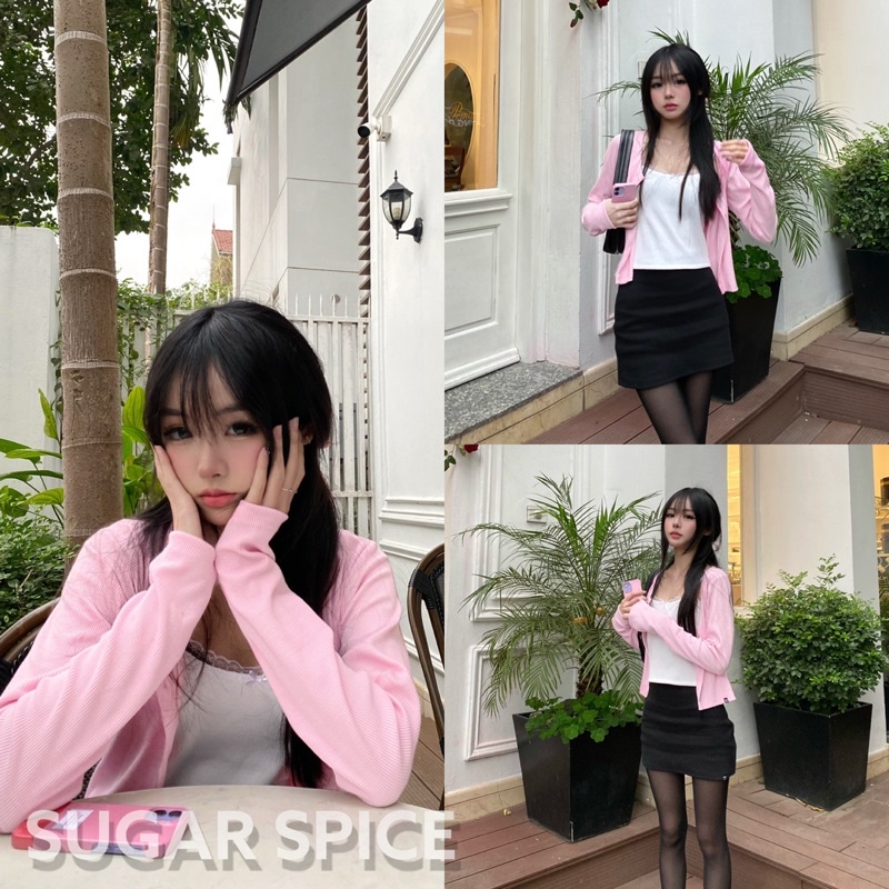 Áo Cardigan Tay Dài, Áo Khoác Tay Dài Cài Cúc Màu Hồng SUGAR SPICE - Belle Top HỒNG | BigBuy360 - bigbuy360.vn