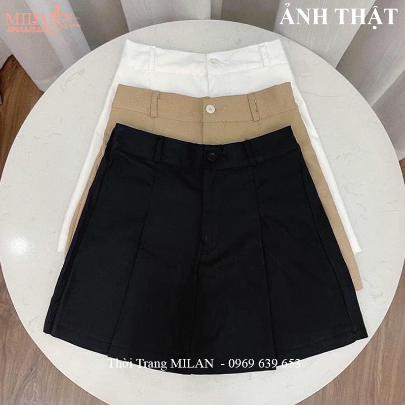 Quần giả váy chất Kaki cạp lưng thun chun sau co giãn dáng chân váy chữ A có lót trong quần short đùi nữ bigsize công sở | BigBuy360 - bigbuy360.vn