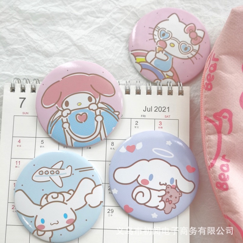 Gương tròn nhỏ mini trang điểm cầm tay Sanrio hoạt hình Kuromi Melody Cinnamoroll Kitty