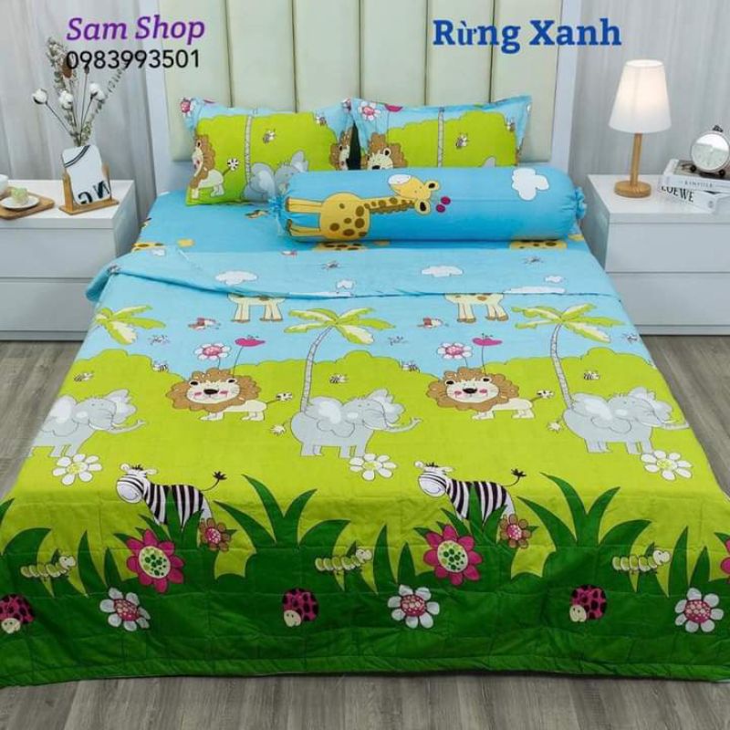Set chăn hè Cotton Poly 5 món gồm 1 ga ,2 vỏ gối đầu , 1 vỏ gối ,1 chăn hè Trầ