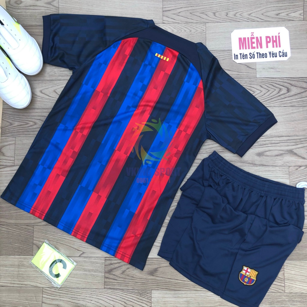 Bộ Quần Áo Bóng Đá Barcelona 2023 Sân Nhà Vải Thái Có In Tên Số Theo Yêu Cầu