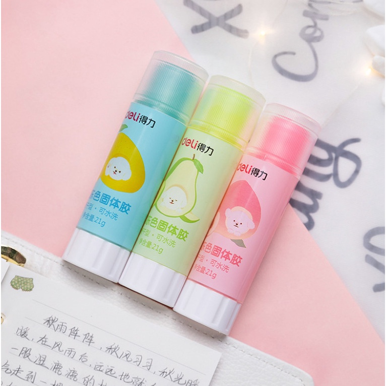 Keo khô Deli No.9626/9627/9628 chất liệu ACR đặc nhiều màu trái cây