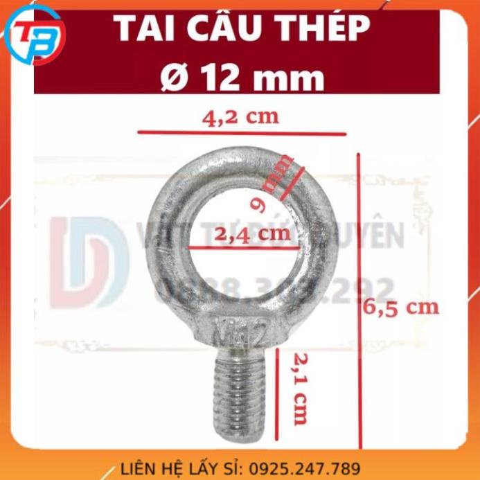 Tai cẩu thép, bulong tròn [ Phi 12mm ] - Cáp Thép Thái Bình Vina