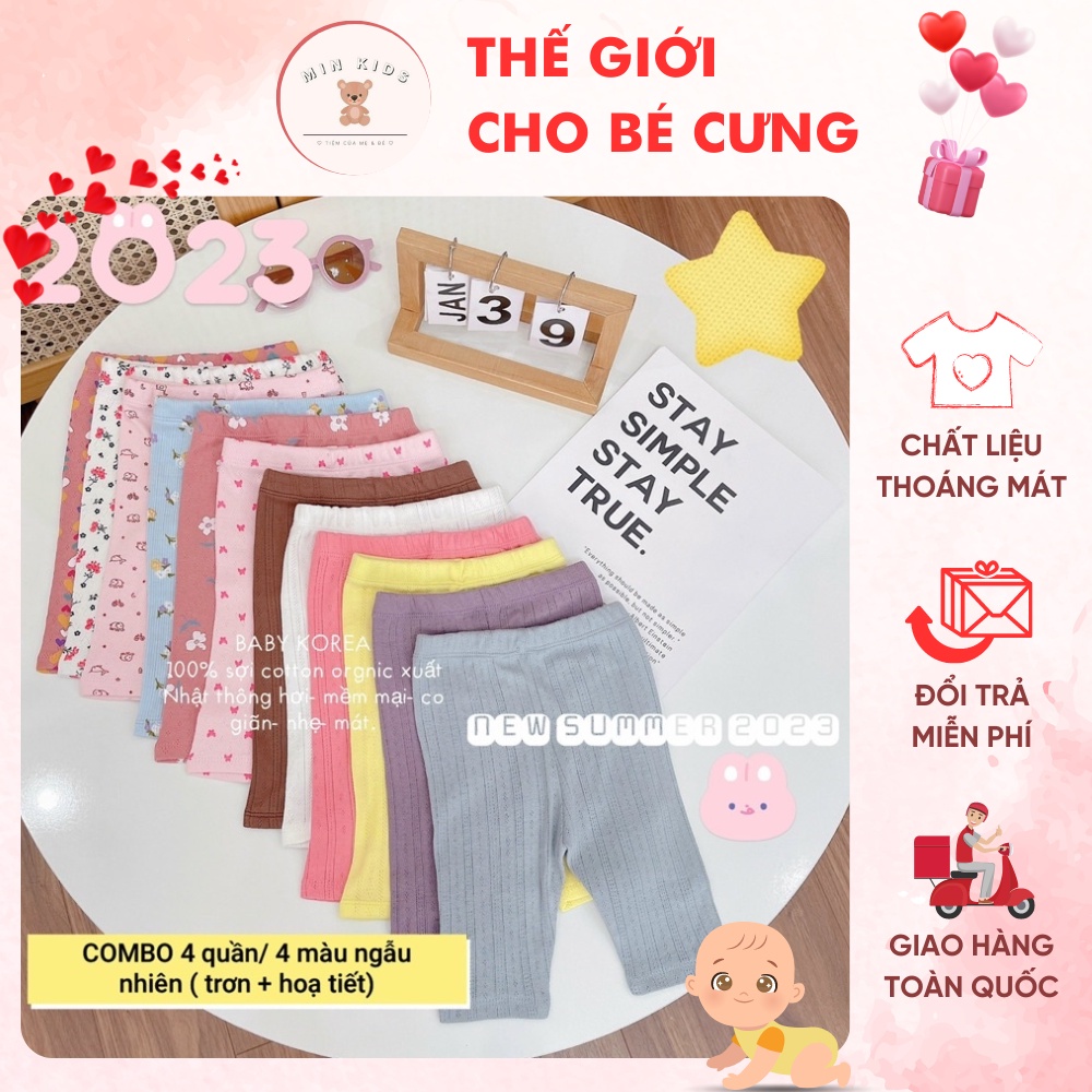 Set 4 quần Lengging thông hơi ⚡ HOT NHẤT ⚡ Quần Lengging thông hơi cho bé, siêu nhẹ, siêu bền, màu cực xinh