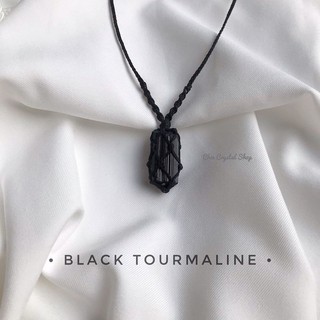 Dây chuyền Black Tourmaline đan macrame may mắn