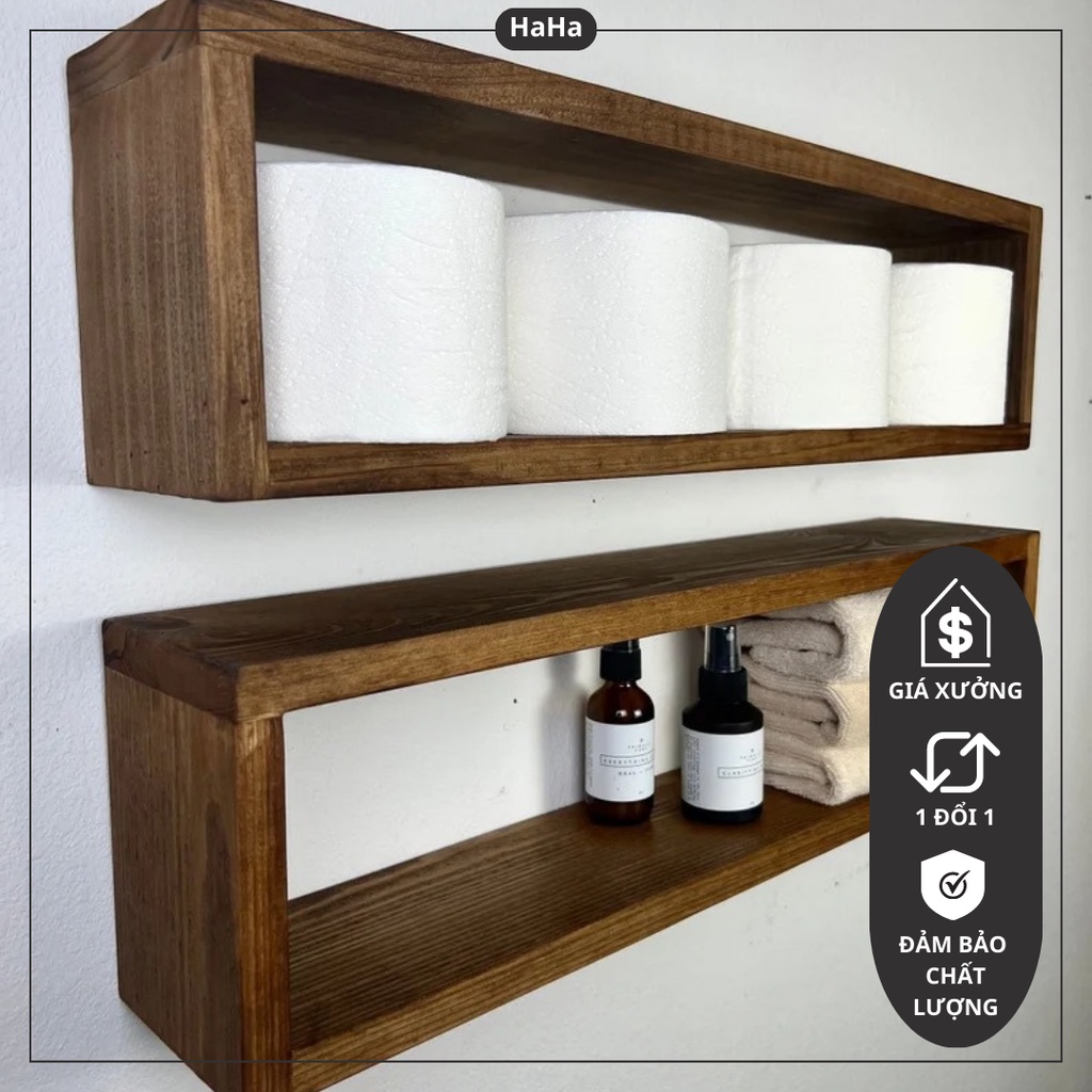 Kệ gỗ để giấy nhà vệ sinh treo tường giá gỗ decor trang trí nhà cửa nhiều màu KGTT10