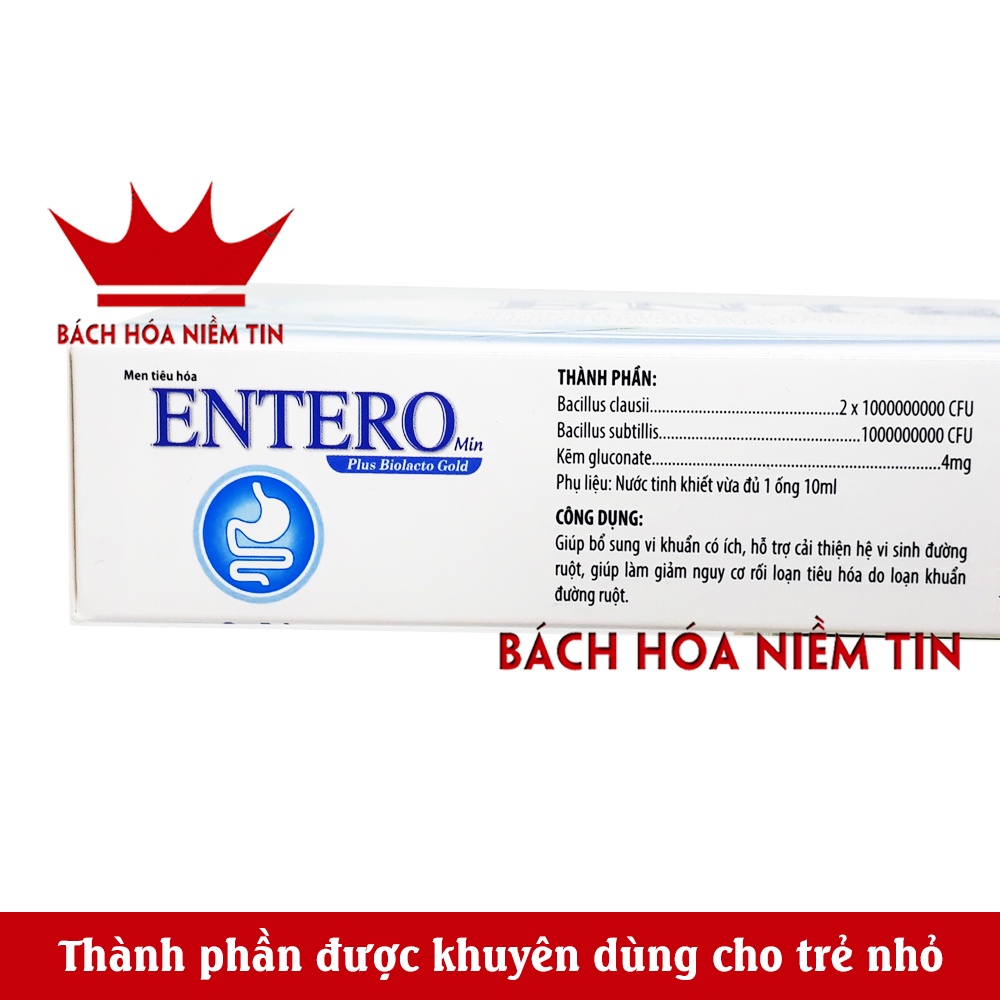 Men tiêu hóa cho bé giảm rối loạn đường ruột - vi sinh Entero Min giảm táo bón tiêu chảy - Hộp 20 ống - hàng chính hãng